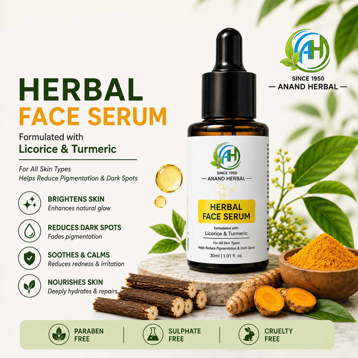Anand Herbal Face Serum (Licorice & Turmeric)