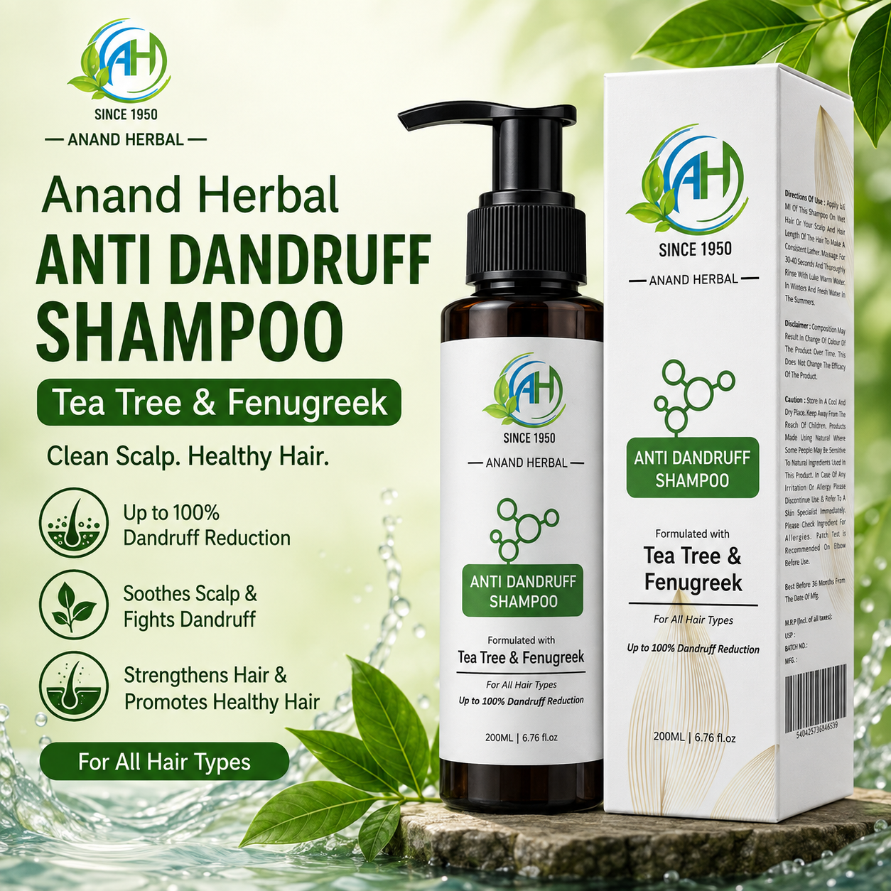 Anand Herbal Anti Dandruff Shampoo (Tea Tree & Fenugreek)