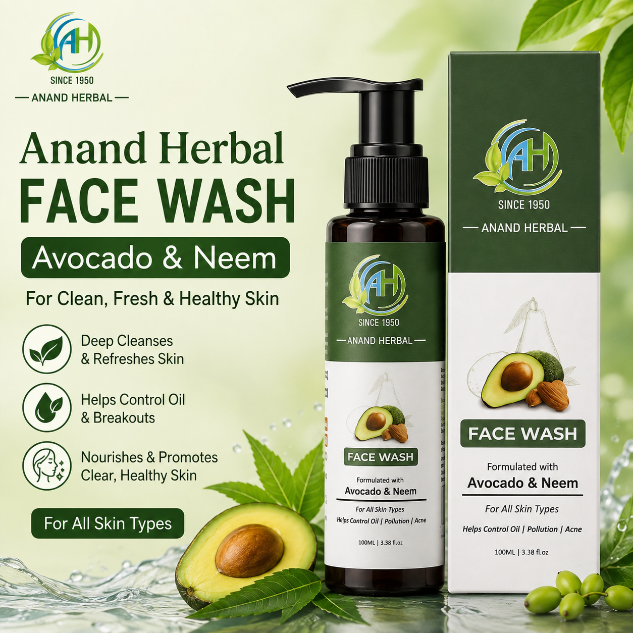 Anand Herbal Face Wash (Avocado & Neem)